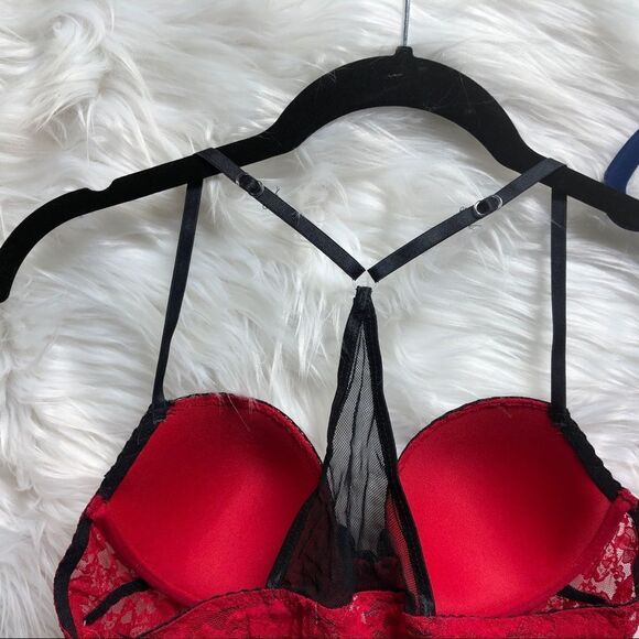 NWT Linea Donatella Intimates Camidoll & Thong Red w/ Black Lace Trim - Picture 8 of 15